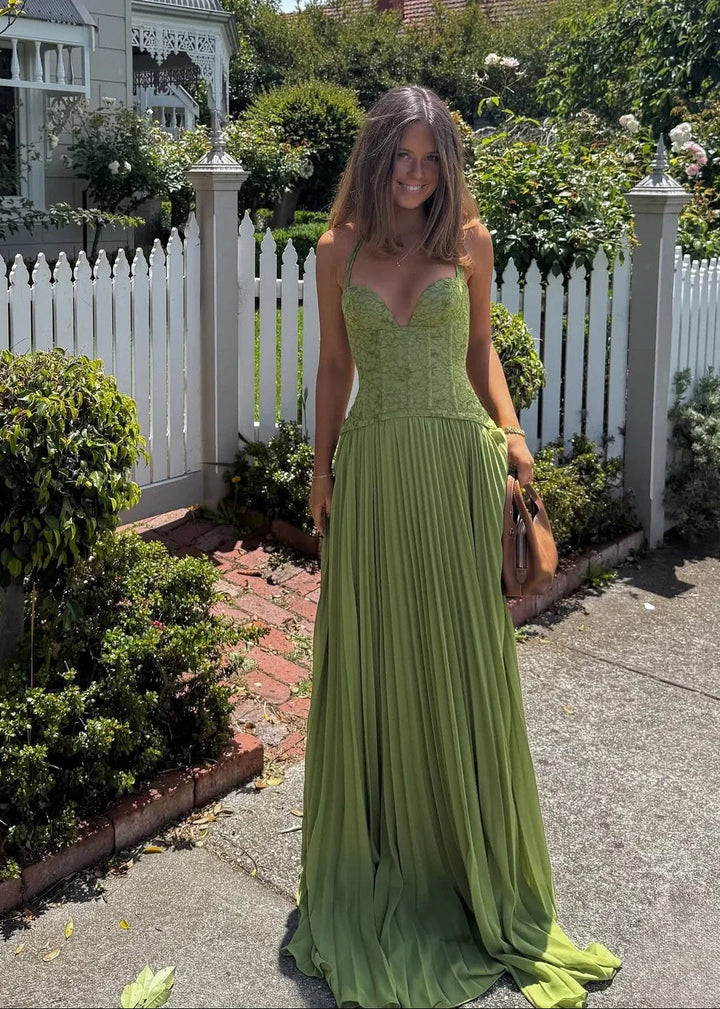 Alice | Women's Halter Pleated Maxi Wedding Guest Dress 1