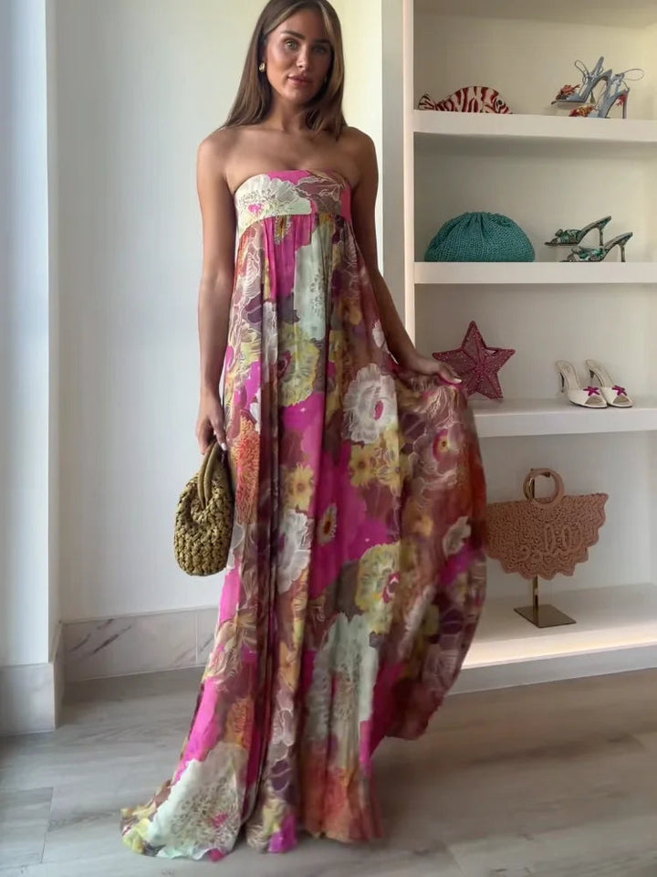 Anna | Women's Strapless Floral Maxi Wedding Guest Dress 2