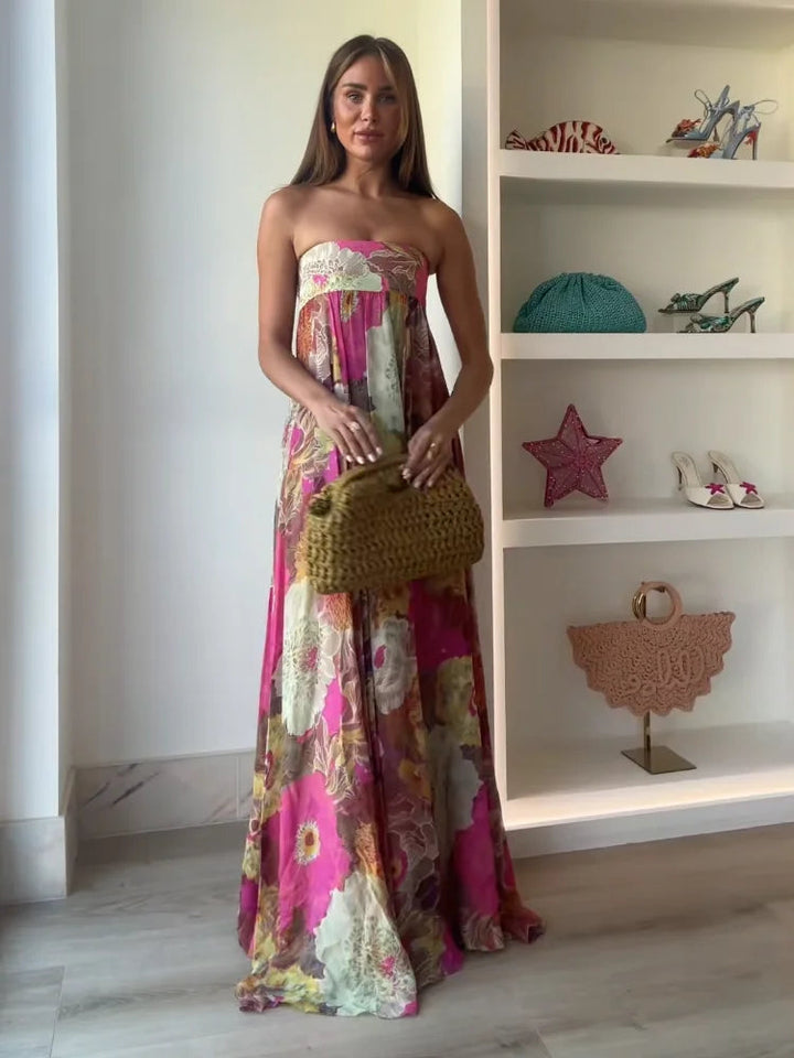 Anna | Women's Strapless Floral Maxi Wedding Guest Dress 3