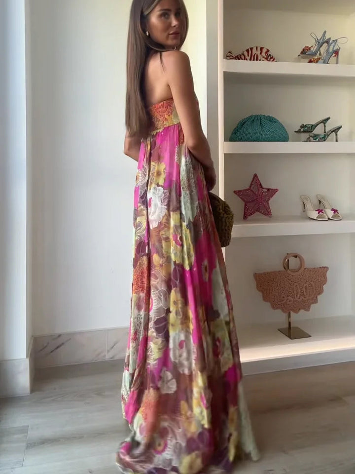 Anna | Women's Strapless Floral Maxi Wedding Guest Dress 5