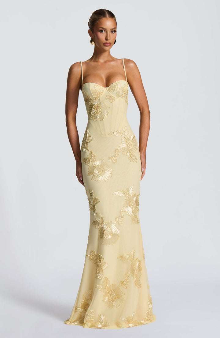 Audrey | Women's Floral Embroidered Maxi Wedding Guest Dress 0