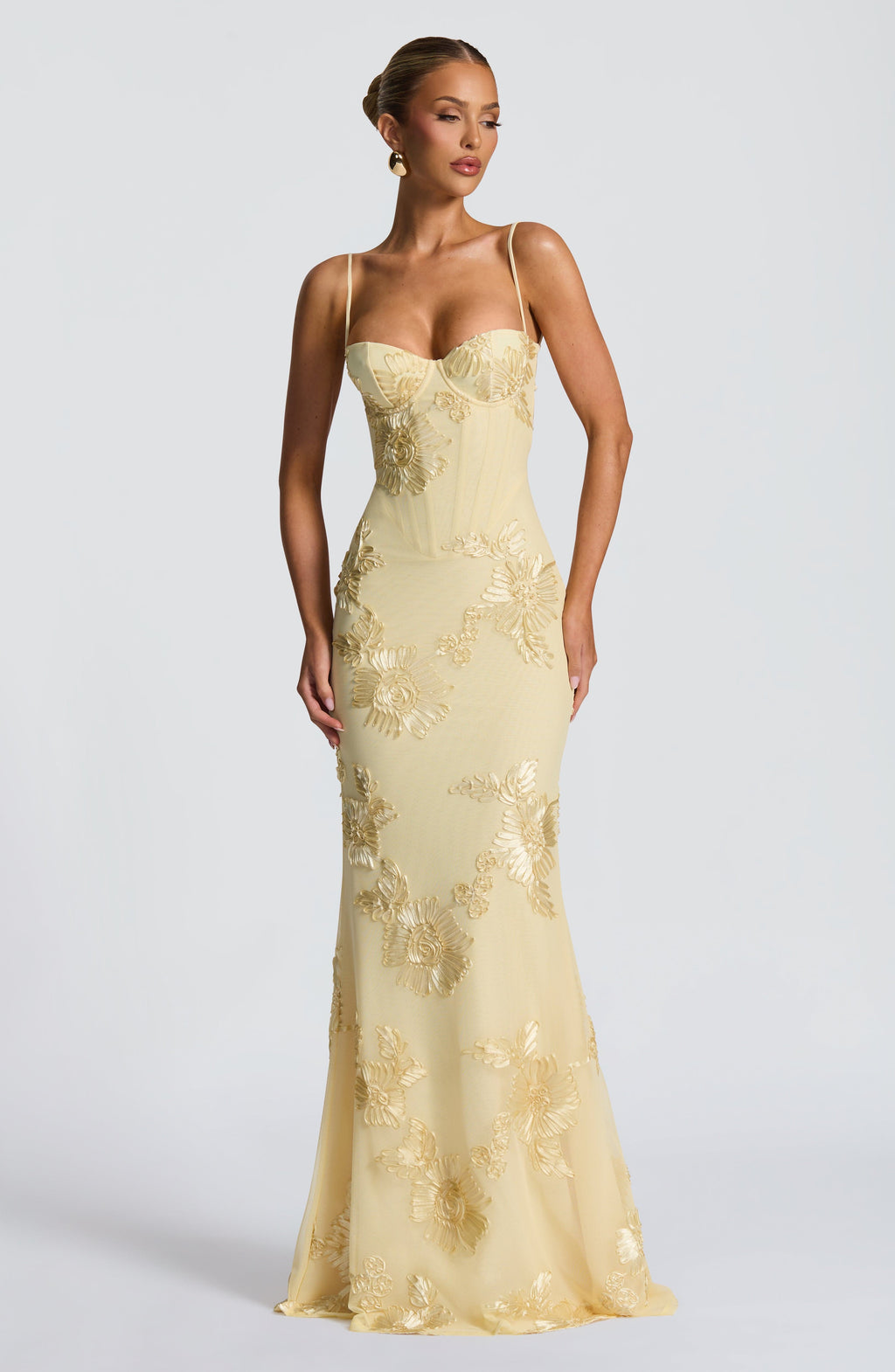 Audrey | Women's Floral Embroidered Maxi Wedding Guest Dress 1
