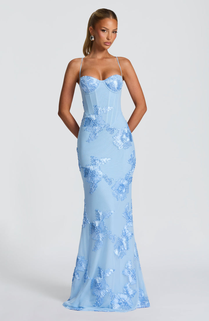 Audrey | Women's Floral Embroidered Maxi Wedding Guest Dress 10