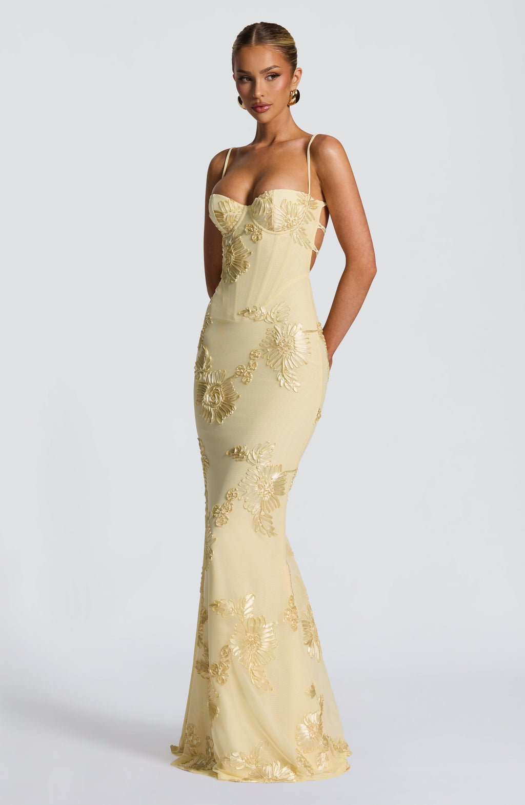 Audrey | Women's Floral Embroidered Maxi Wedding Guest Dress 2