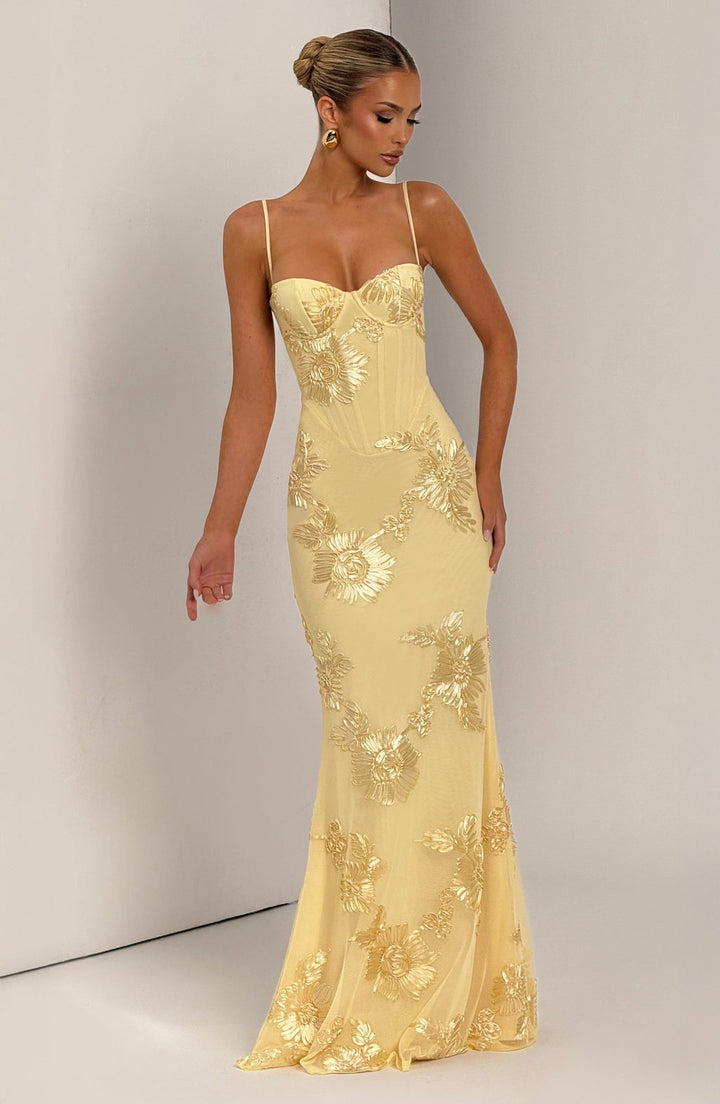 Audrey | Women's Floral Embroidered Maxi Wedding Guest Dress 6
