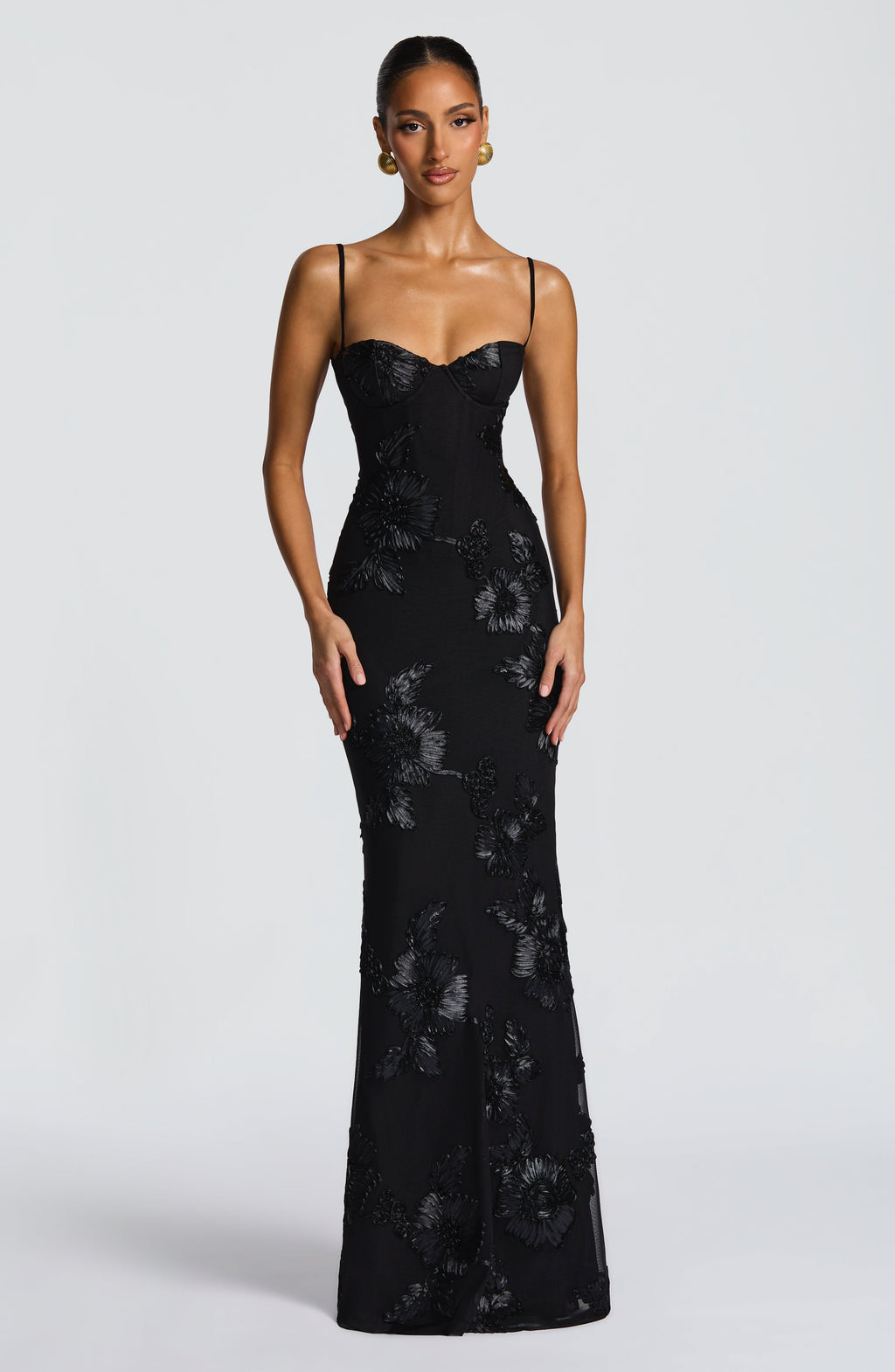 Audrey | Women's Floral Embroidered Maxi Wedding Guest Dress 9