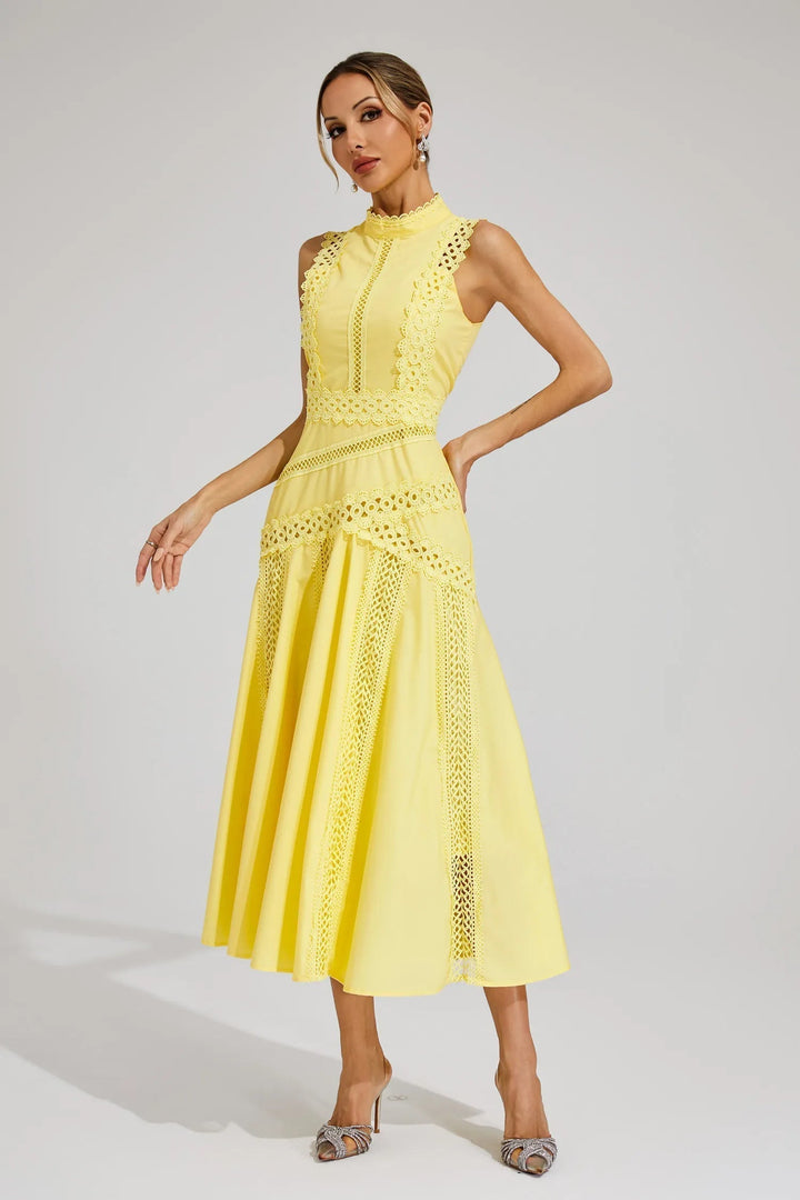 Caroline | Women's Sleeveless Lace Midi Wedding Guest Dress 1