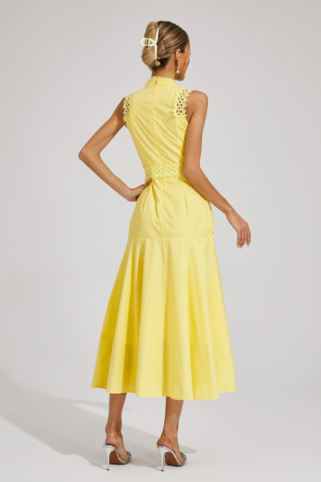 Caroline | Women's Sleeveless Lace Midi Wedding Guest Dress 2