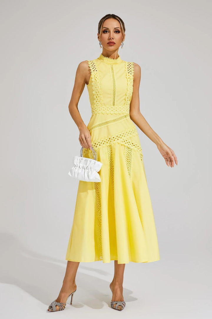 Caroline | Women's Sleeveless Lace Midi Wedding Guest Dress 3