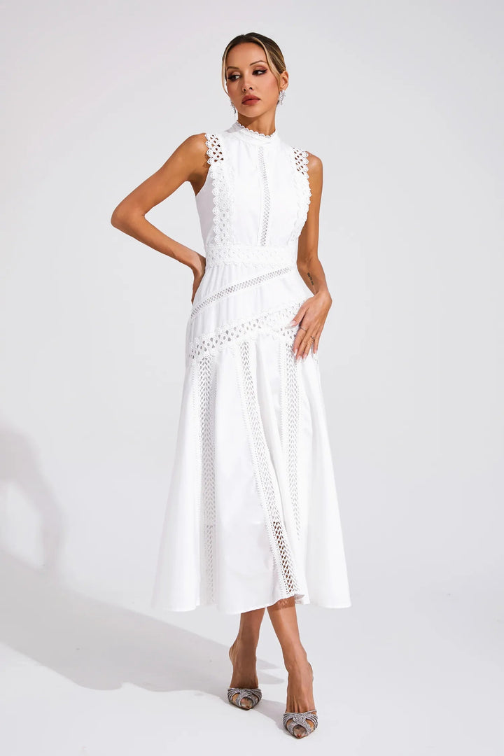 Caroline | Women's Sleeveless Lace Midi Wedding Guest Dress 5