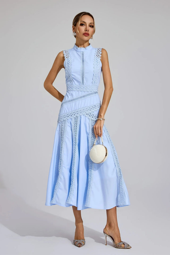 Caroline | Women's Sleeveless Lace Midi Wedding Guest Dress 6