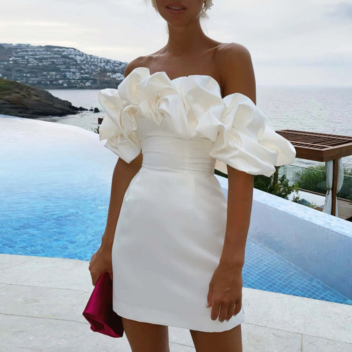 Charlotte | Women’s Wedding Guest Ruffle Mini Dress 0
