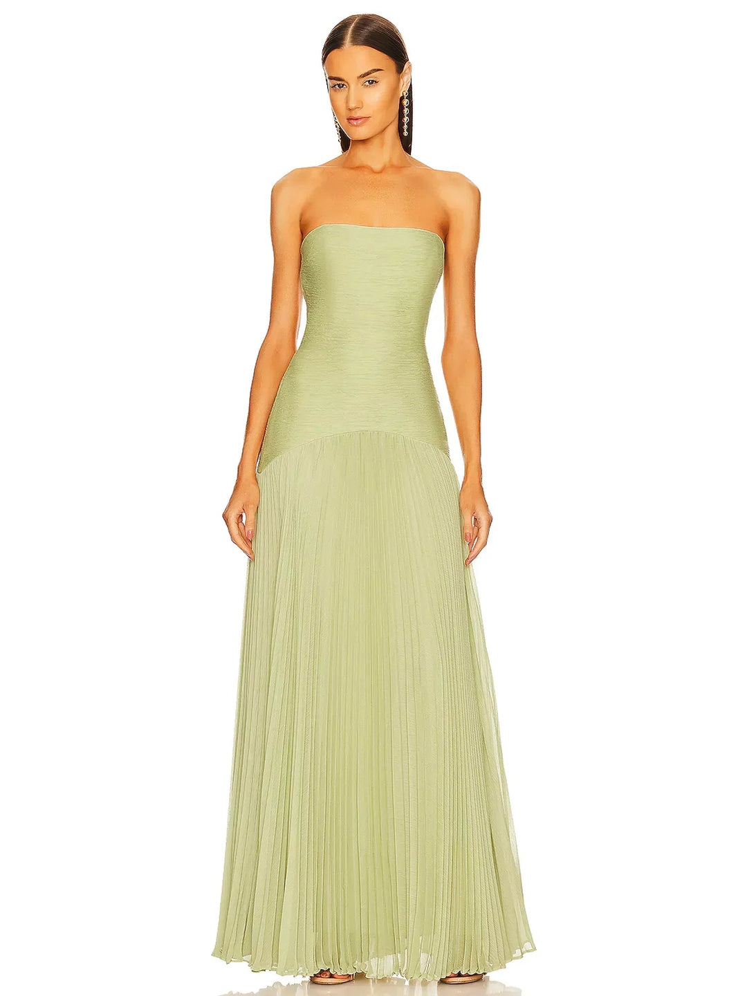 Eleanor | Women's Strapless Pleated Maxi Wedding Guest Dress 0
