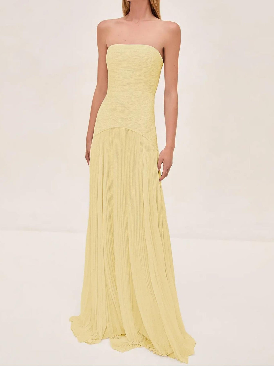 Eleanor | Women's Strapless Pleated Maxi Wedding Guest Dress 3