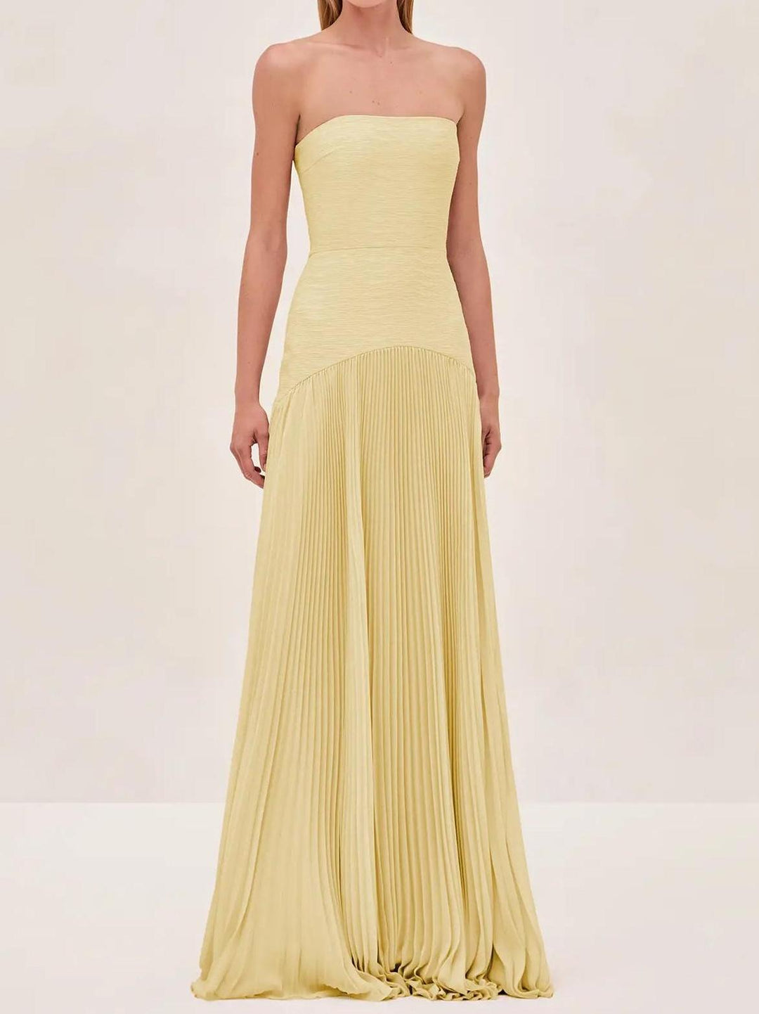 Eleanor | Women's Strapless Pleated Maxi Wedding Guest Dress 4