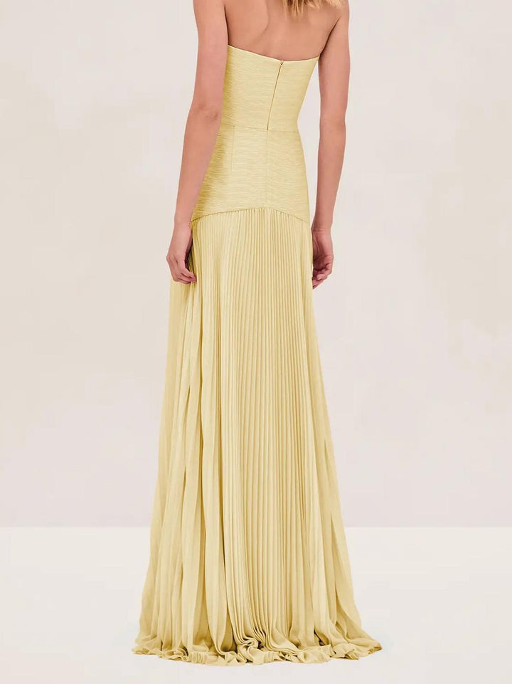 Eleanor | Women's Strapless Pleated Maxi Wedding Guest Dress 5