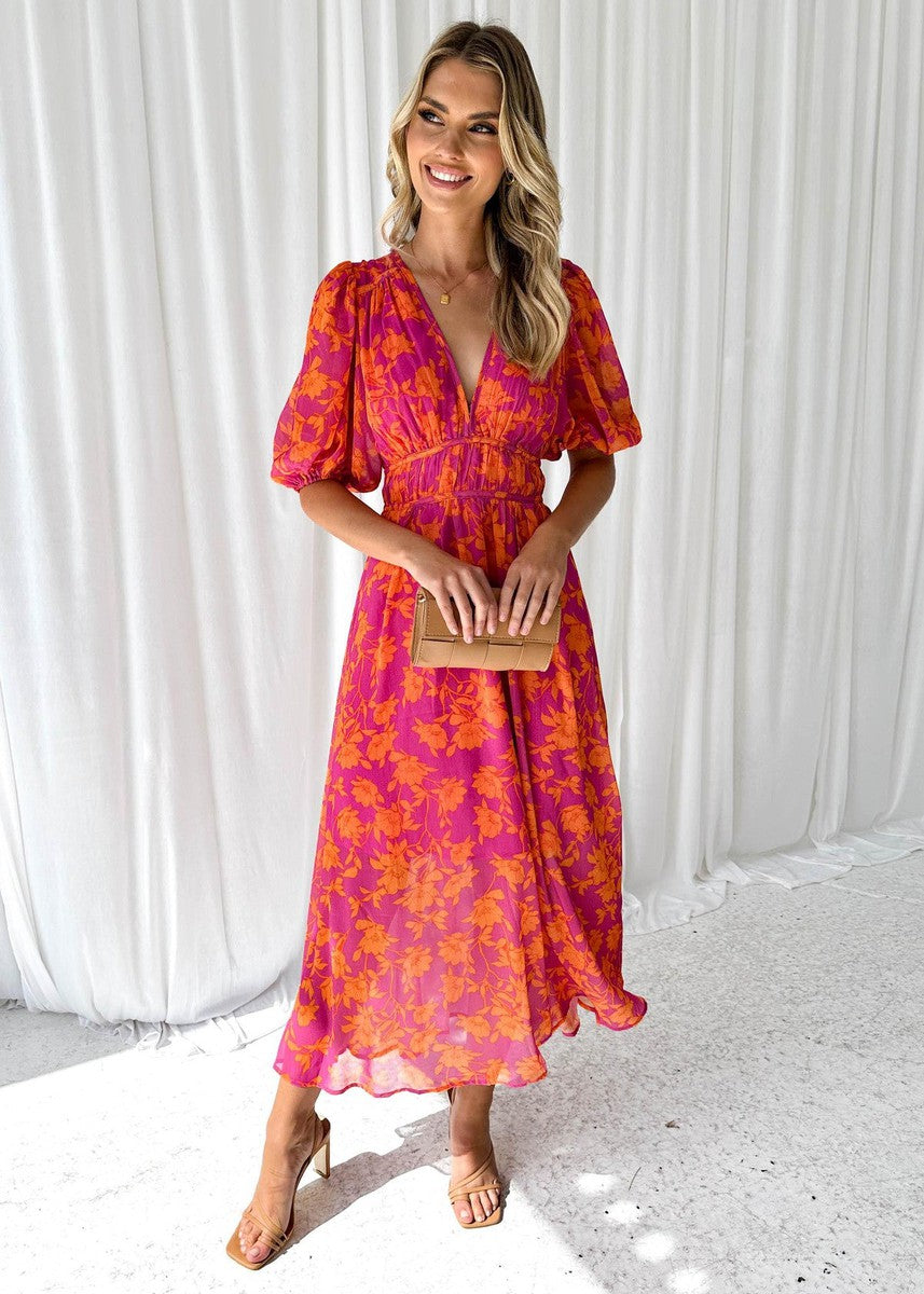 Isabella | Women's Floral V Neck Maxi Wedding Guest Dress 1