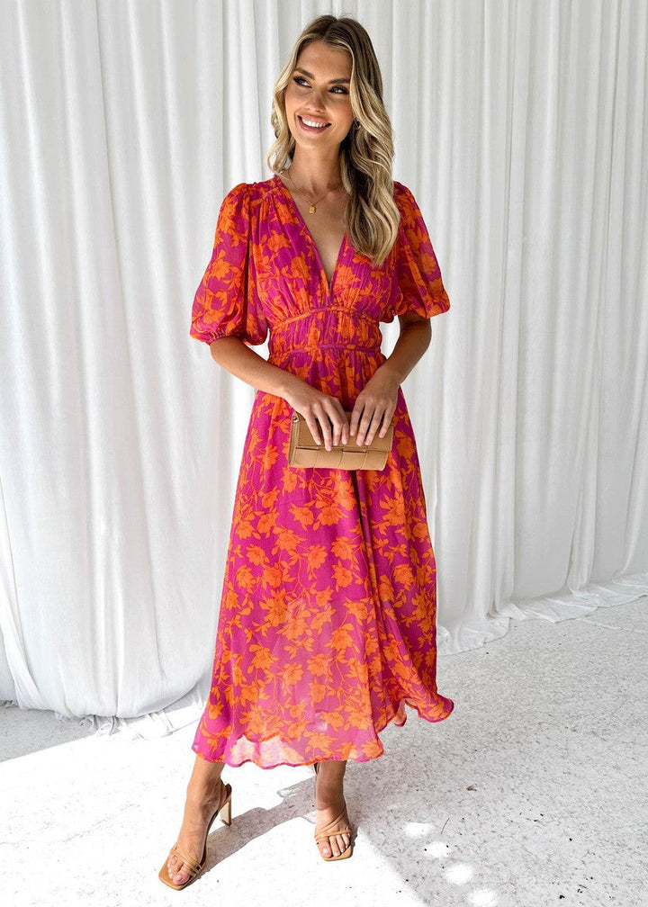 Isabella | Women's Floral V Neck Maxi Wedding Guest Dress 1