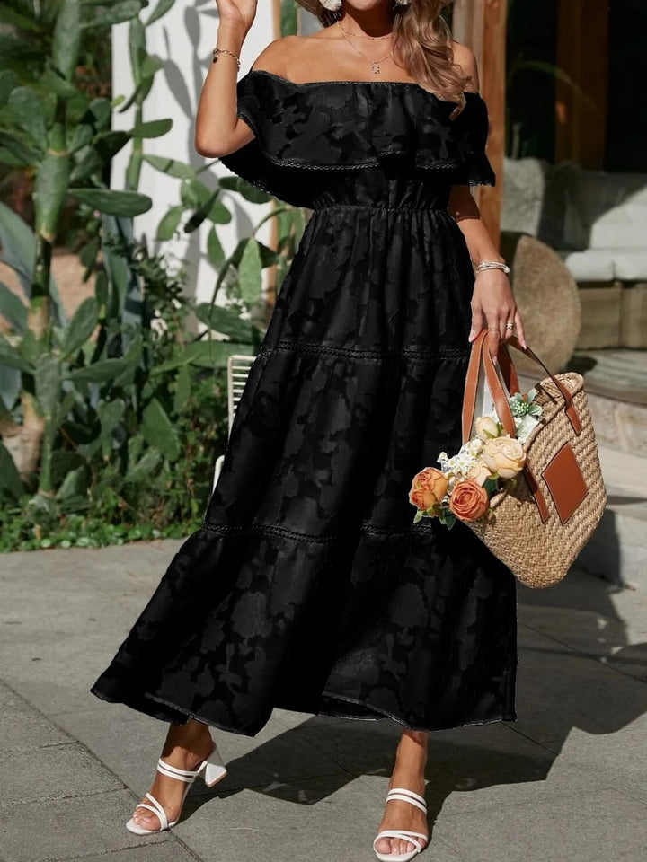 Joanna | Women's Off Shoulder Tiered Maxi Wedding Guest Dress 10