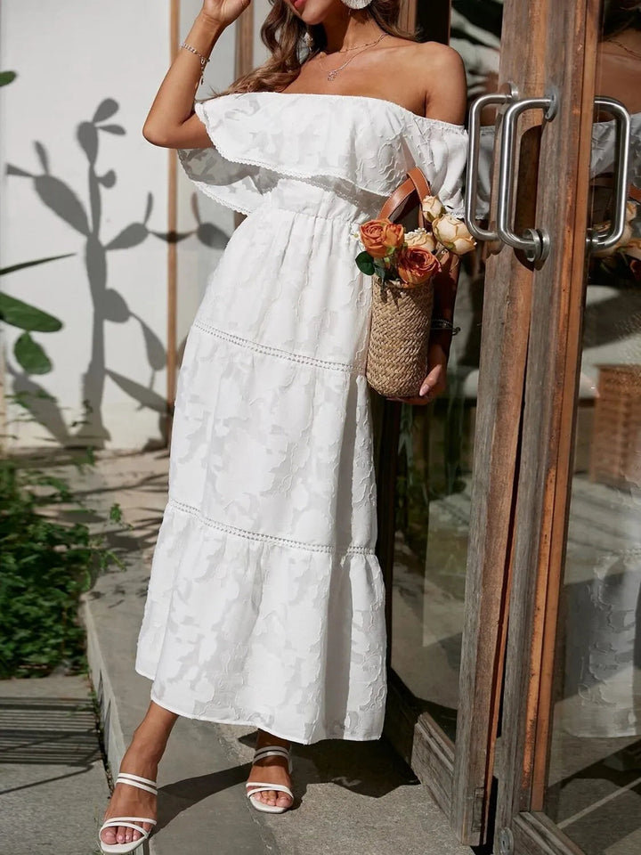 Joanna | Women's Off Shoulder Tiered Maxi Wedding Guest Dress 2