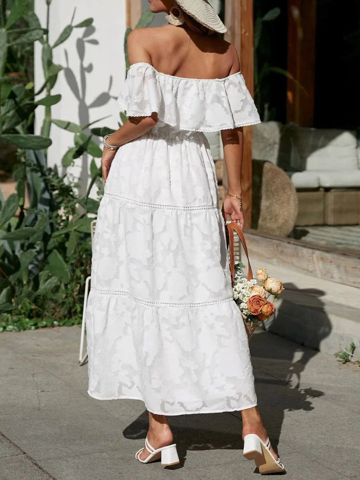 Joanna | Women's Off Shoulder Tiered Maxi Wedding Guest Dress 3
