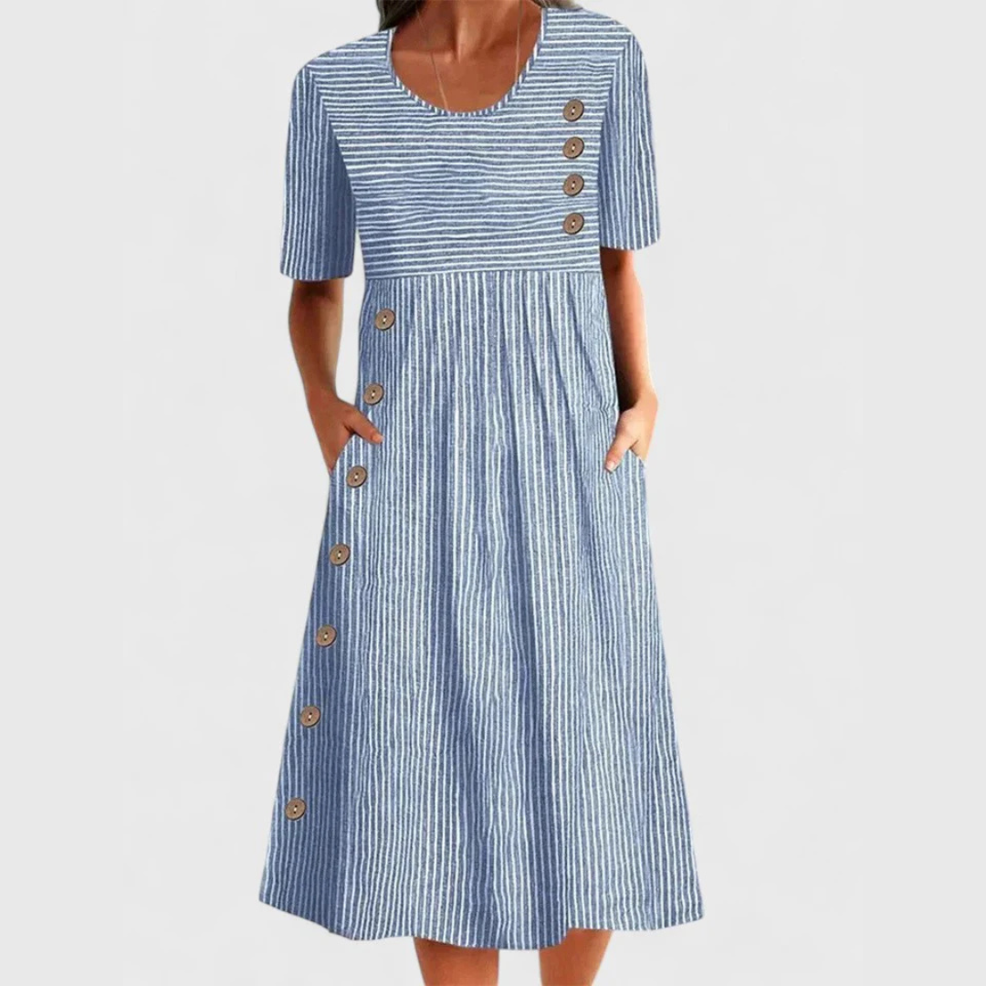Striped Midi Dress 0
